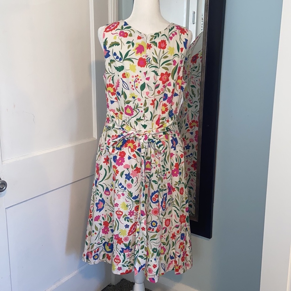 Boden Floral Midi Dress in White with Multicolor Print - Picture 4 of 8